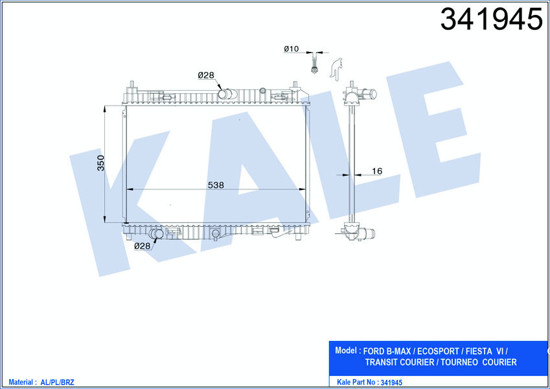 Su Radyatörü Ford Bmax-Ecosport-Fiesta 6- -Fiesta 6- Van-Tourneo Courier-Transit resmi