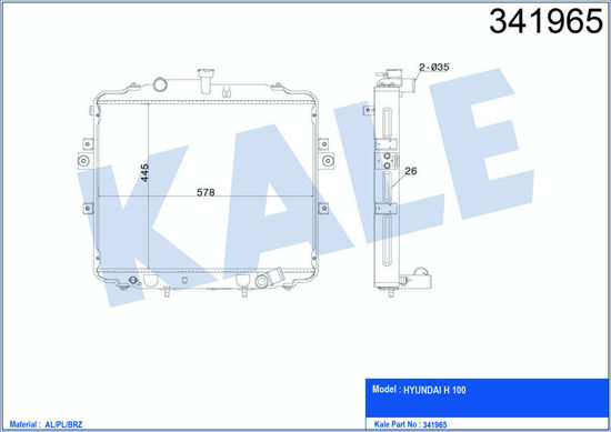 Su Radyatörü Brazing H100 04 Ac Klimasız Mek 445x580x26 Al-Pl resmi