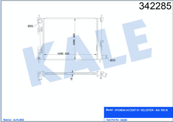 Su Radyatörü Brazing Accent Blue 1.4i-1.6i- İ20 1.4i 500x382x16 resmi