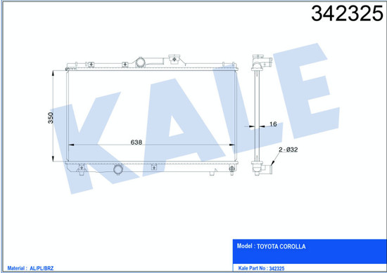 Su Radyatörü Toyota Corolla Ae101 Al-Pl-Brz 1.3 -1.6 92-00 resmi