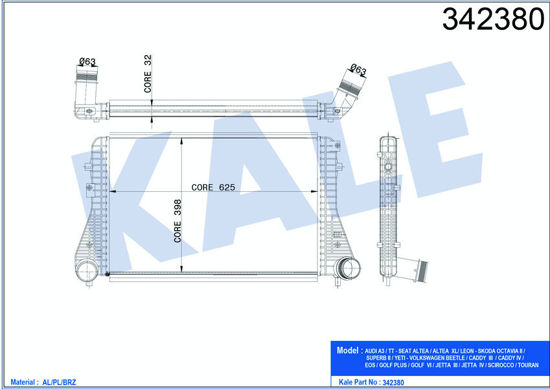 Turbo Radyatörü Intercooler Vw Caddy 3-Golf 5ı Audi A3-Tt-Leon Skoda Octavıa A resmi