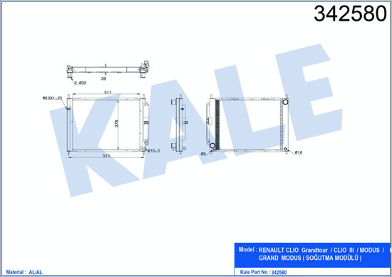 Turbo Radyatörü Kondenser Tüplü Clio 3-Modus 1.5 Dcı Mek Ac 510x382x18 16 resmi