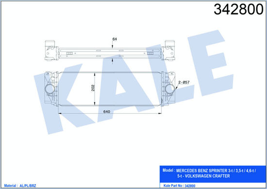 Turbo Radyatörü Intercooler Crafter 06 2.5tdı Al/Pl/Brz 640x202x64 resmi