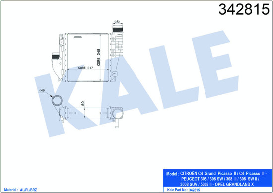 Turbo Radyatörü Intercooler Cıtroen C4 Piç Asso-Grand Piç Asso Iı- Peugeot 308 I resmi