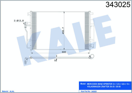 Klima Radyatörü Kondenser Vw Crafter-Sprinter 672x460x16 Oto.-Mek. resmi