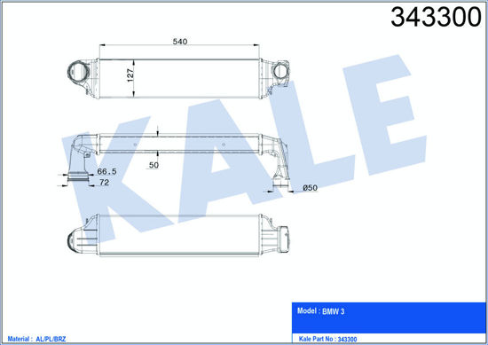 Turbo Radyatörü Intercooler Bmw 3-Serisi E46 Al-Pl-Brz 540x127x50 resmi