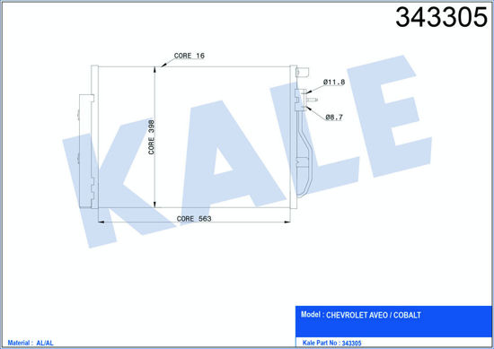 Klima Radyatörü Kondenser Chevrolet Aveo 1.2i-1.4i-1.6 11 600x395x16 Oto.-Mek. A resmi