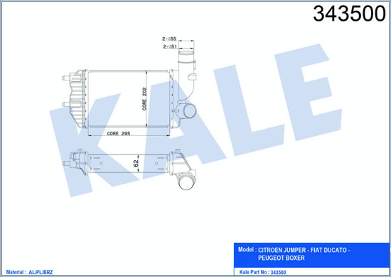 Turbo Radyatörü Intercooler Ducato-Jumper-Boxer Al/Pl/Brz 295x202x62 resmi