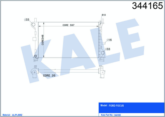 Su Radyatörü Ford Focus 1.6 1.8 2.0 Rs St170 98-04 Al-Pl-Brz resmi