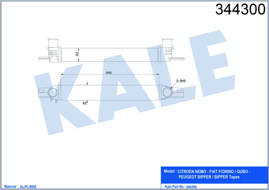 Turbo Radyatörü Intercoller Nemo-Bipper-Fiorino 1.3jtd-Bipper-Nemo 1.4hdı 540x82 resmi