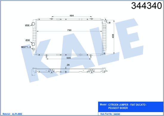 Su Radyatörü Boxer-Ducato-Jumper 97-02 1.9d-2.5d-2.8hdı Ac Mek 790x415x34 resmi