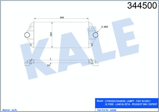 Turbo Radyatörü Intercooler Scudo-Expert-Evasıon-Jumpy-806 1.9td-2.0hdı Al/Pl/Br resmi