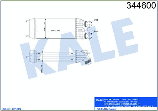 Turbo Radyatörü Intercooler Peugeot 207-Peugeot 207-Cc Al/Pl/Brz 300x147x76 resmi