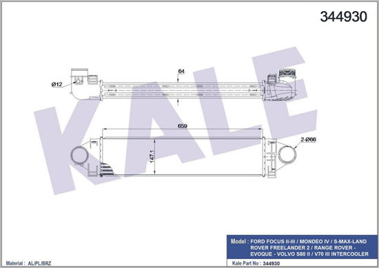 Turbo Radyatörü Intercooler Volvo S80 06 V70 07-12 -Landrover Freelander 2 Al/Pl resmi