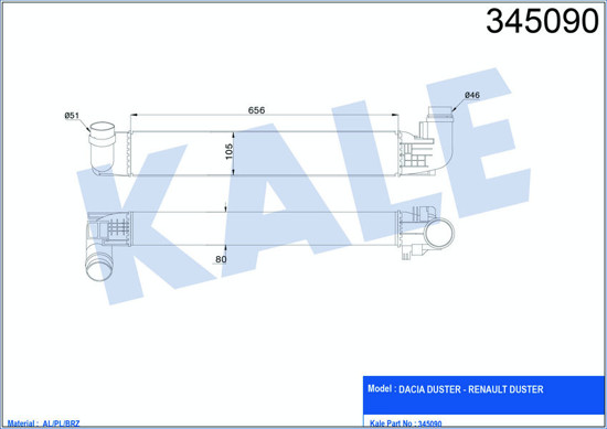 Turbo Radyatörü Intercooler Dacıa Duster 1.5dci 10 Al/Pl/Brz resmi