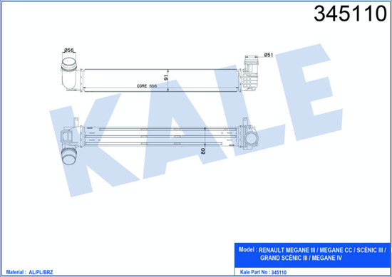 Turbo Radyatörü Intercooler Fluence Megane 3-Sceniç  Iıı 1.5dcı 09 657x91x80 110 resmi