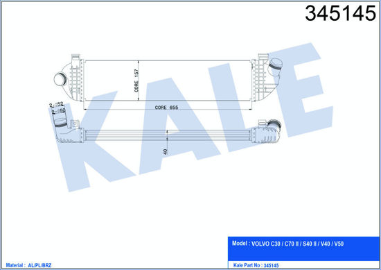 Turbo Radyatörü Intercooler Volvo C30 06-12 -S40 04 V50 04 1.6d-2.0d- C70 2.0d 0 resmi