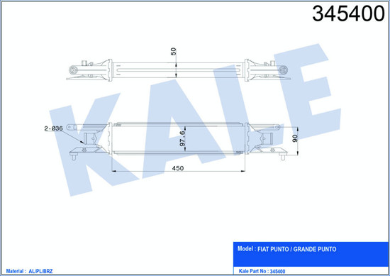 Turbo Radyatörü Intercooler Grande Punto-Mıto 1.3 Al-Pl-Brz 450x97x52 resmi