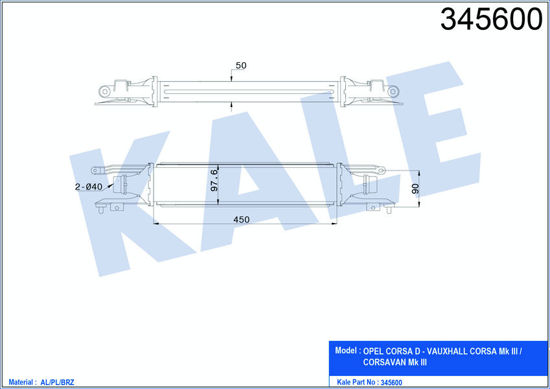 Turbo Radyatörü Intercooler Corsa D Al/Pl/Brz 450x97x52 resmi