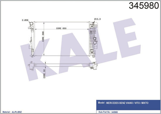 Su Radyatörü Brazing Mb Vıano W639 03 Otom 650x388x32 resmi