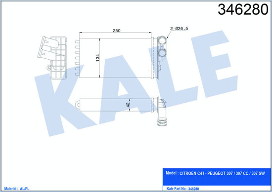 Kalorifer Radyatörü C4 04 Peugeot 307 04 Ac Klimasız 247x134x42 resmi