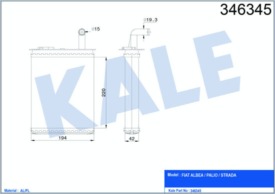 Kalorifer Radyatörü Brazing Palio Musluklu 233x195x32 resmi