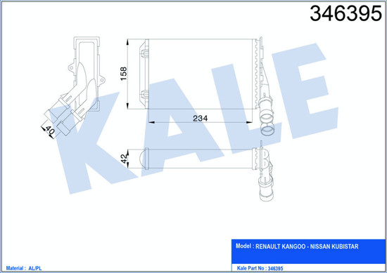 Kalorifer Radyatörü Kango-Kango Express 1.4-1.6 16v-1.5 Dcı-1.9dtı-1.9dcı 234x15 resmi