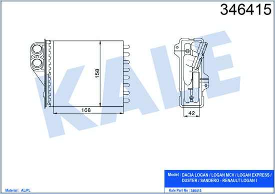 Kalorifer Radyatörü Logan 05 Duster 10 Sandero 10 170x158 resmi