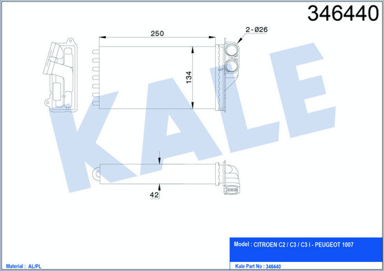 Kalorifer Radyatörü C2 03 C3 02/02 1007 10/05 1.4-1.6-1.6 16v-1.4hdı 250x140 resmi