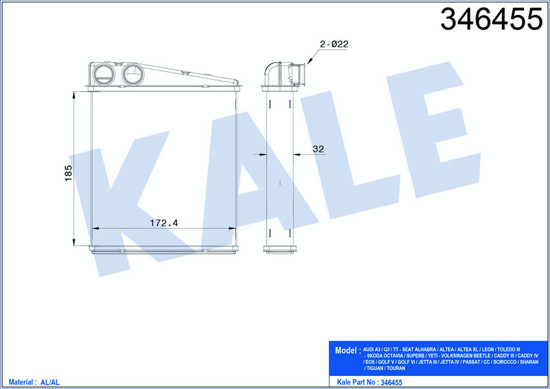 Kalorifer Radyatörü Brazing Caddy 3-Golf 5-Vı-Jetta Iıı-Octavıa-Touran-Altea-L resmi