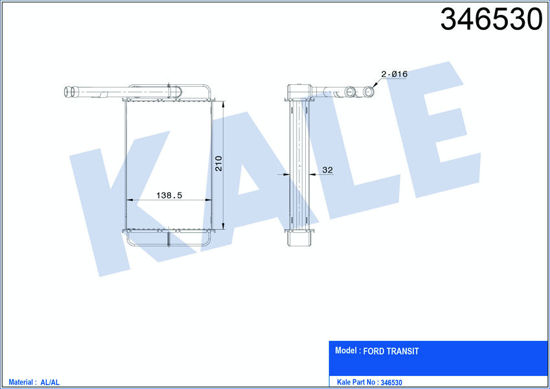 Kalorifer Radyatörü Ford Transit 1.6-2.0-2.5d 85-92 227x148x36 resmi