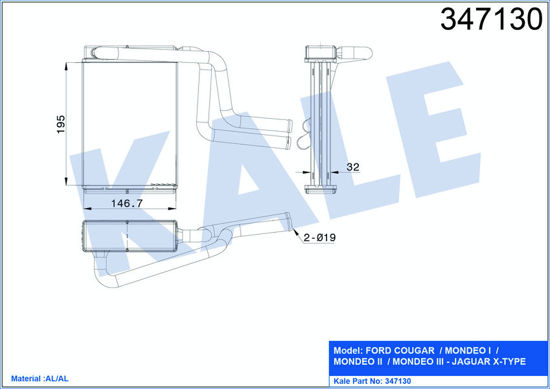 Kalorifer Radyatörü Brazing Mondeo I/Iı/Iıı 195x148x42 resmi