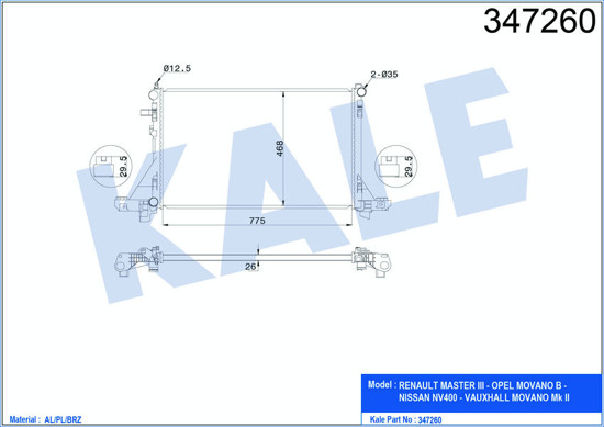 Su Radyatörü Master 3--Movano B 2.3dcı-Cdtı 10 Klimalı 773x469x26 Mm resmi