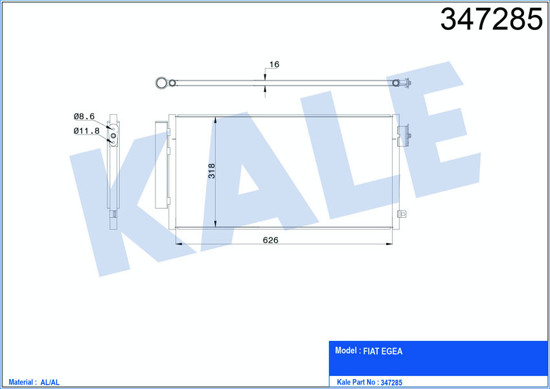 Klima Radyatörü Kondenser Egea 1.3-1.6 Multijet-1.4 Benzinlı Al-Pl-Brz resmi