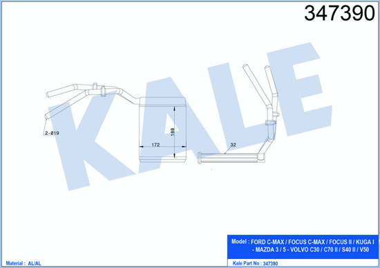 Kalorifer Radyatörü C-Max-Focus C-Max-Focus 3-Kuga-Mazda 3-5-Volvo C30-C70 Iı 0 resmi