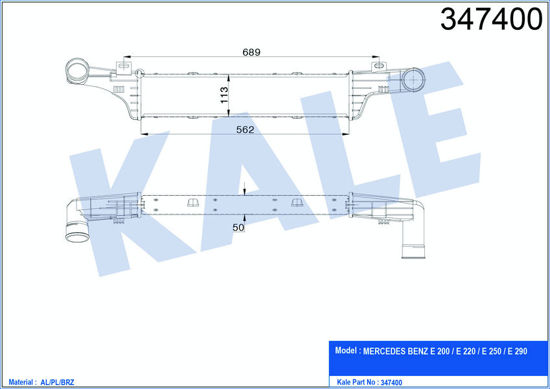 Turbo Radyatörü Intercooler Mercedes Benz E200-E220-E250-E290 Al-Pl-Brz 560x113x resmi