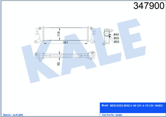 Turbo Radyatörü Intercooler Mercedes Benz A160-A170-Vaneo Al-Pl-Brz 391x115x32 resmi