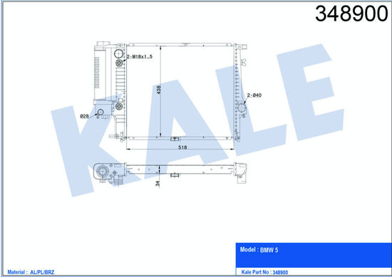 Su Radyatörü Bmw 5-Serisi E34 Al-Pl-Brz 518x438x34 resmi