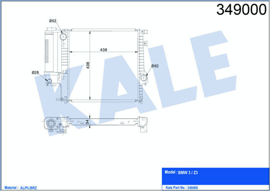 Su Radyatörü Bmw 3-Serisi E30 - E36 -Z3 E36 Al-Pl-Brz 438x438x34 resmi