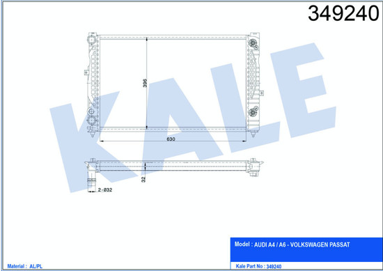 Su Radyatörü Passat 96-00 A4 95-01 A6 00-05 Adp-Ahl-Ana-Arm Ac Klimasız Mek Otom resmi