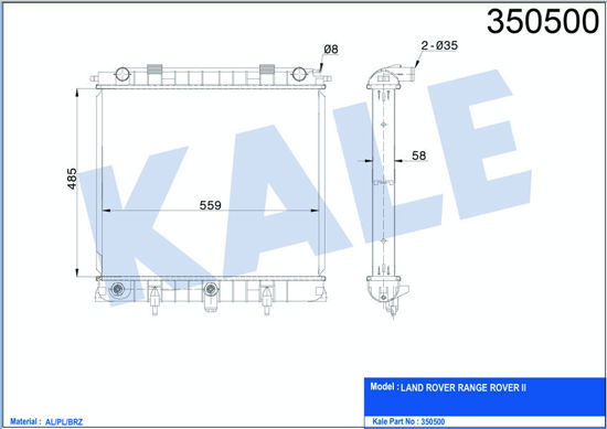 Su Radyatörü Landrover Rangerover Iı Al-Pl-Brz 485x558x58 resmi