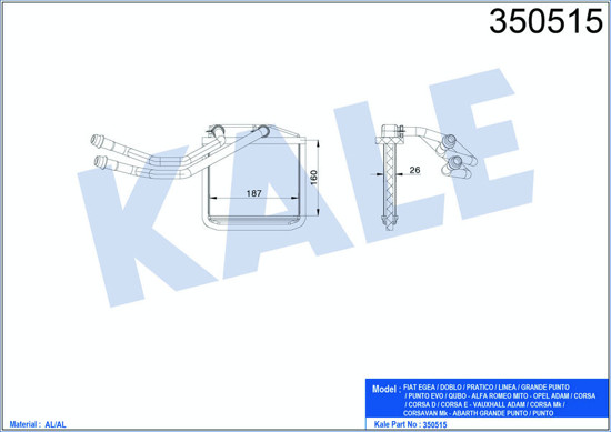 Kalorifer Radyatörü Egea-Doblo-Pratiç O-Linea-Punto- Mıto-Adam-Corsa D-Corsa E 1 resmi