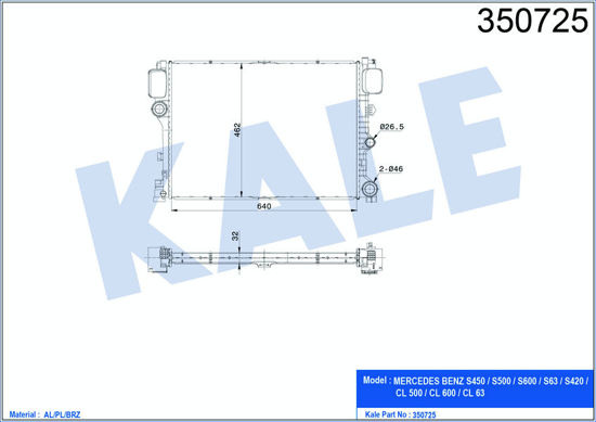 Su Radyatörü Al/Pl/Brz S450-S500-S600-S63-S420-Cl 500-Cl 600-Cl 63 resmi