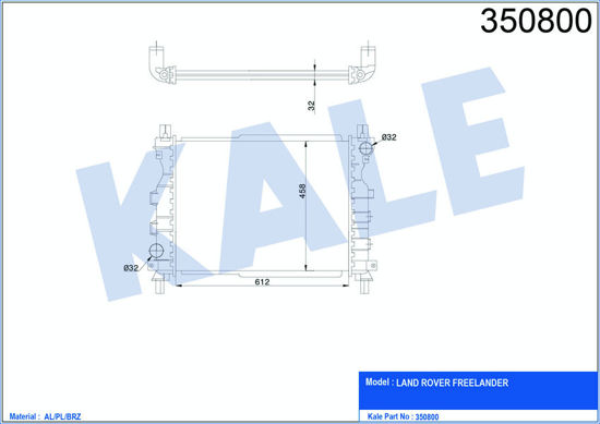 Su Radyatörü Landrover Freelander Al-Pl-Brz 612x458x32 resmi