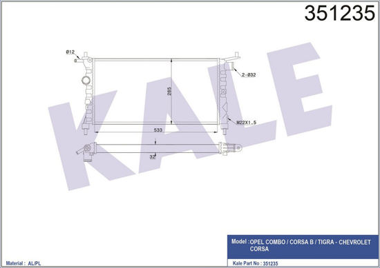 Su Radyatörü Corsa B-Tıgra-Combo 1.2-1.4-1.4 16v Klimasız Mek resmi