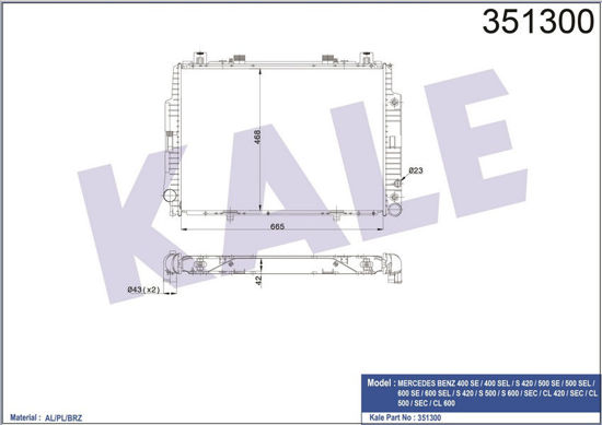 Su Radyatörü Mercedes Benz S420-500sel-600sel-S420-S500-S600-Cl420-Cl500-Cl600 A resmi