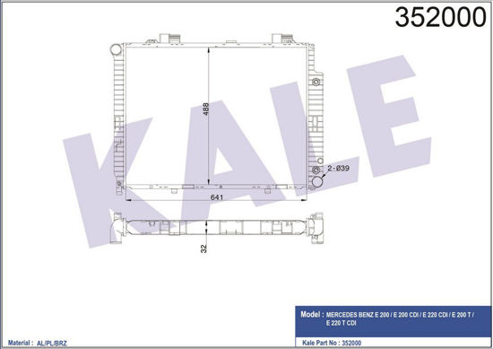 Su Radyatörü Mercedes Benz E200-E220 Al-Pl-Brz 641x488x32 resmi