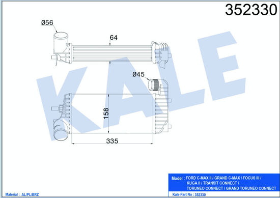 Turbo Radyatörü Intercooler C-Max Iı-Grand C-Max-Focus 3-Kuga Iı-Transit Conne resmi