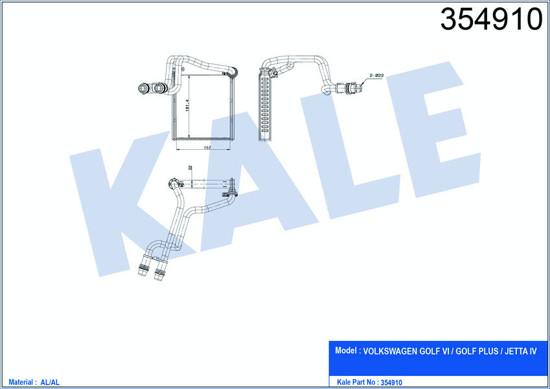 Kalorifer Radyatörü Borulu Golf 5ı -Jetta Iv-1.2tsı-1.4tsı-1.6-2.0tdı 181x157x22 resmi