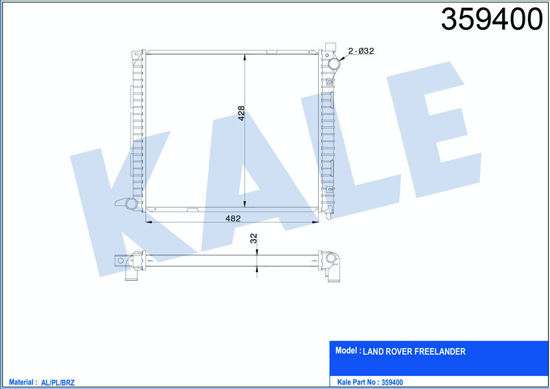 Su Radyatörü Landrover Freelander Al-Pl-Brz 482x428x32 resmi